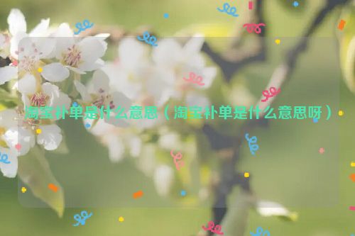 淘宝补单是什么意思（淘宝补单是什么意思呀）