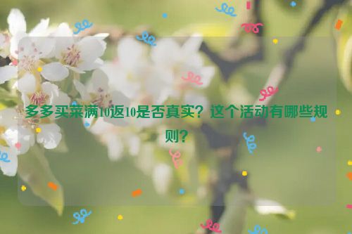 多多买菜满10返10是否真实？这个活动有哪些规则？