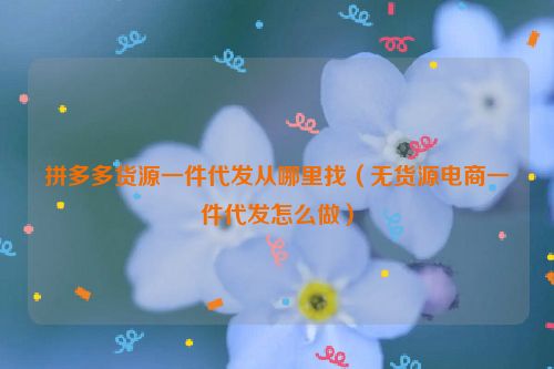 拼多多货源一件代发从哪里找（无货源电商一件代发怎么做）