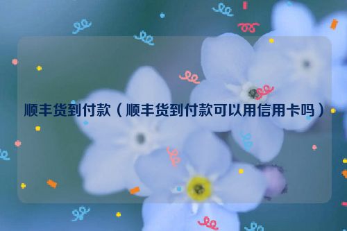 顺丰货到付款（顺丰货到付款可以用信用卡吗）