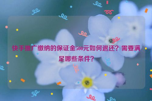 快手推广缴纳的保证金500元如何退还？需要满足哪些条件？