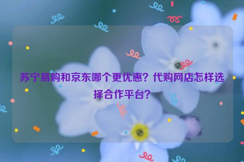 苏宁易购和京东哪个更优惠？代购网店怎样选择合作平台？