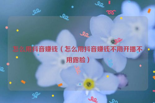 怎么用抖音赚钱（怎么用抖音赚钱不用开播不用露脸）