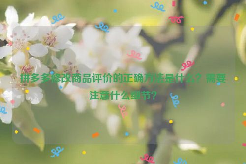 拼多多修改商品评价的正确方法是什么？需要注意什么细节？