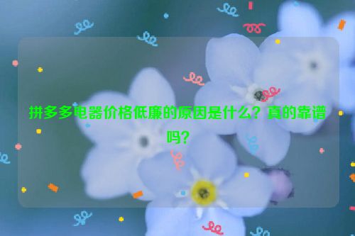 拼多多电器价格低廉的原因是什么？真的靠谱吗？