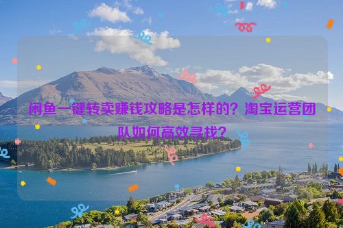 闲鱼一键转卖赚钱攻略是怎样的？淘宝运营团队如何高效寻找？